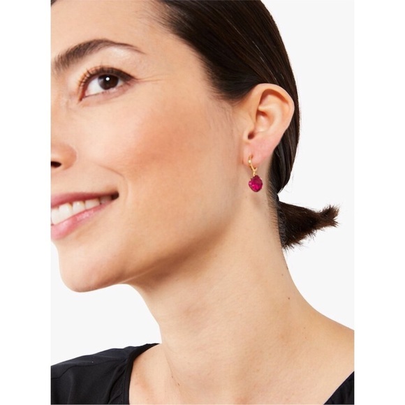 KATE SPADE • Fuchsia Treasure Trove Huggies Hoop Earrings - Picture 2 of 3